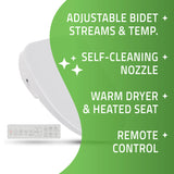 ANZZI TL-AZEB101B Shore Smart Electric Bidet Toilet Seat with Remote Control and Heated Seat