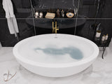 ANZZI FT-AZ504 Lusso 6.3 ft. Solid Surface Center Drain Freestanding Bathtub in Matte White