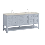 Breckenridge 72" Double Vanity, Serenity Blue, w/ 3 CM Siberian Silestone Top