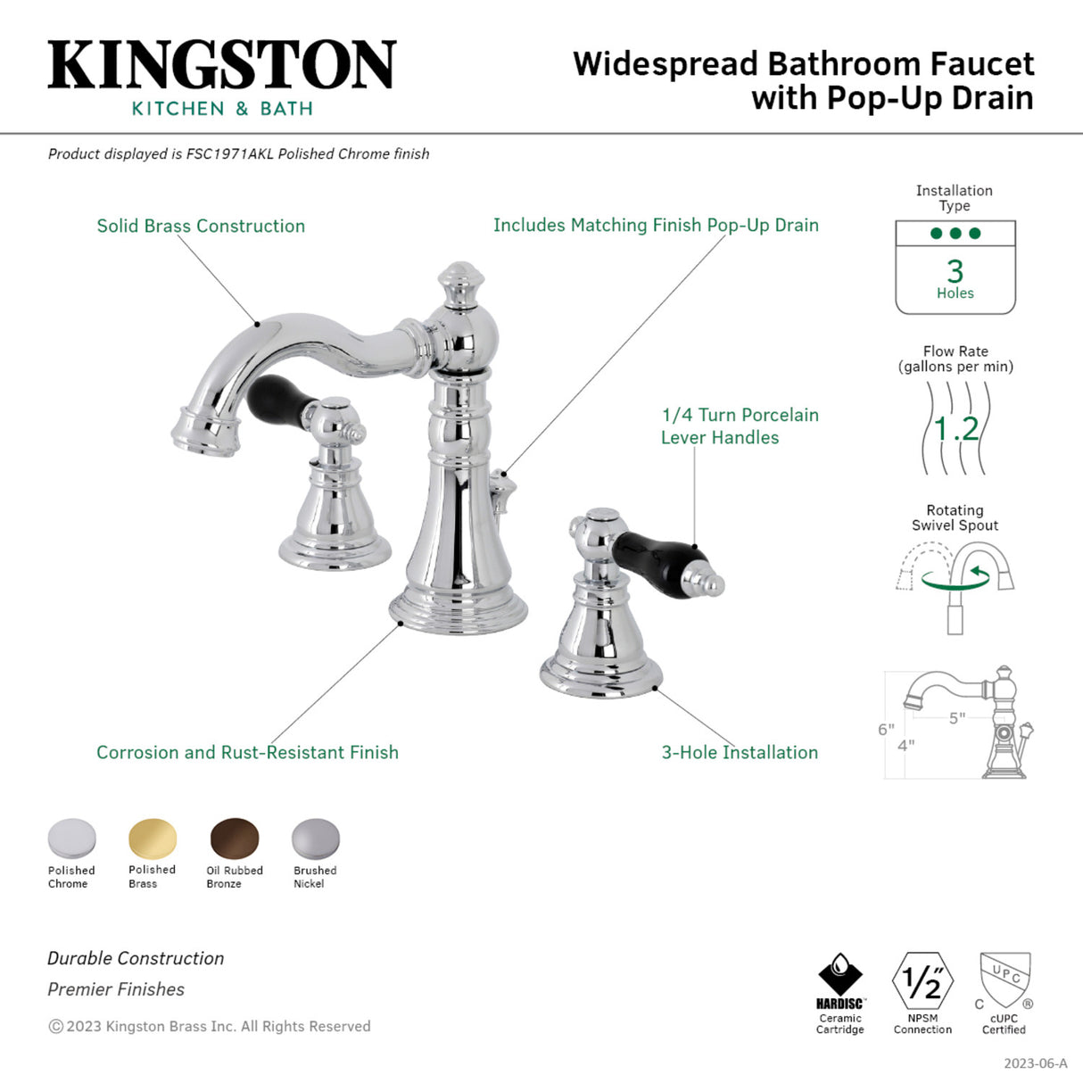 Fauceture FSC1975AKL Duchess Widespread Bathroom Faucet, Oil Rubbed Bronze