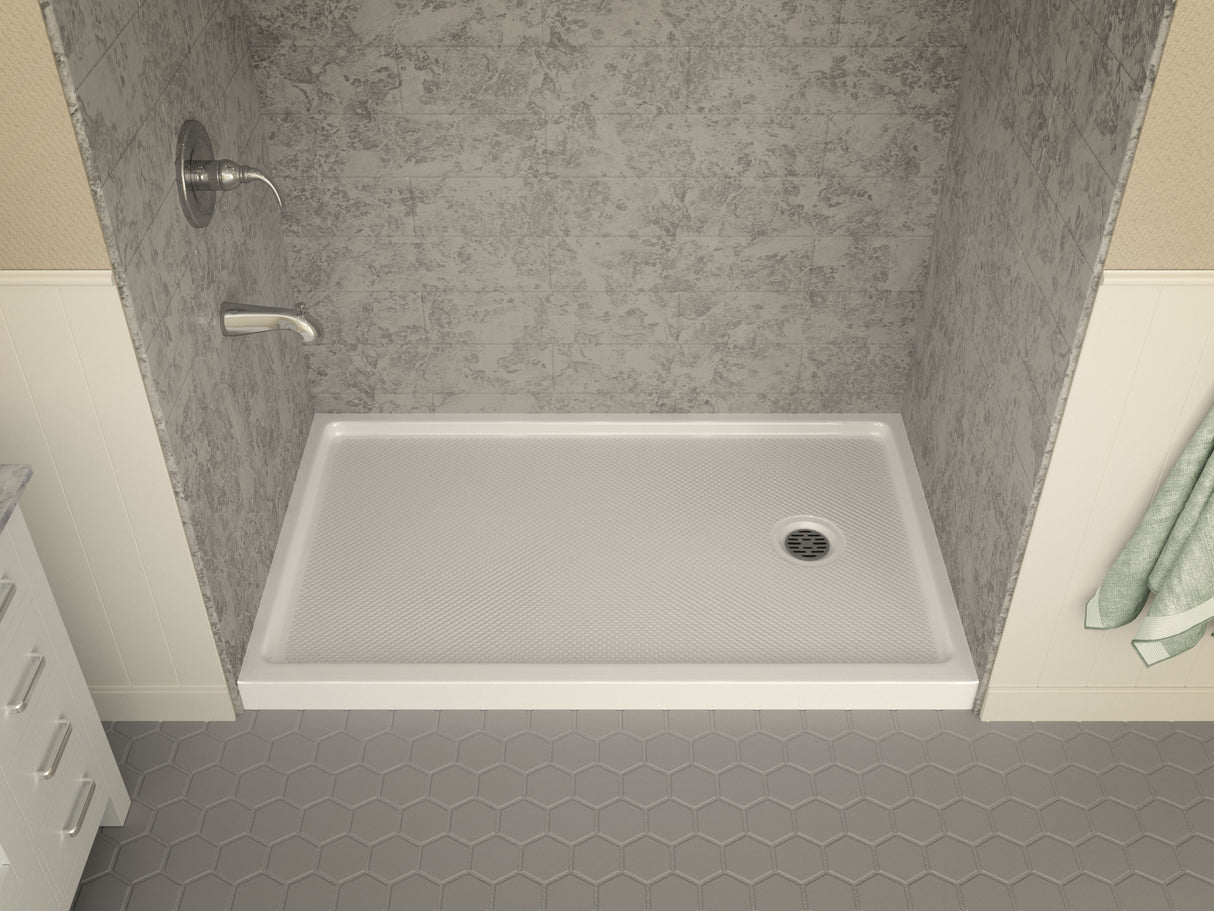 ANZZI SB-AZ007WR Colossi Series 36 in. x 60 in. Single Threshold Shower Base in White