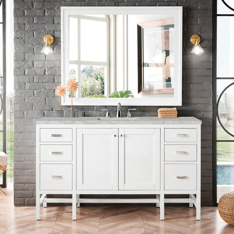 Addison 60" Single Vanity, Glossy White w/ 3 CM Victorian Silver Silestone Top