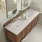 Lorelai 72" Double Vanity, Mid-Century Walnut, w/ 3 CM Siberian Silestone Top
