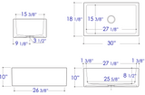 ALFI brand AB3018SB-B  30" Biscuit Smooth Apron Thick Wall Fireclay Single Bowl Farm Sink