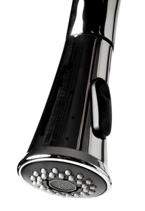 Polished Chrome Square Gooseneck Pull Down Kitchen Faucet