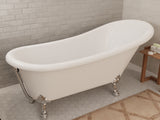 ANZZI FT-CF131LXFT-CH 67.32” Diamante Slipper-Style Acrylic Claw Foot Tub in White