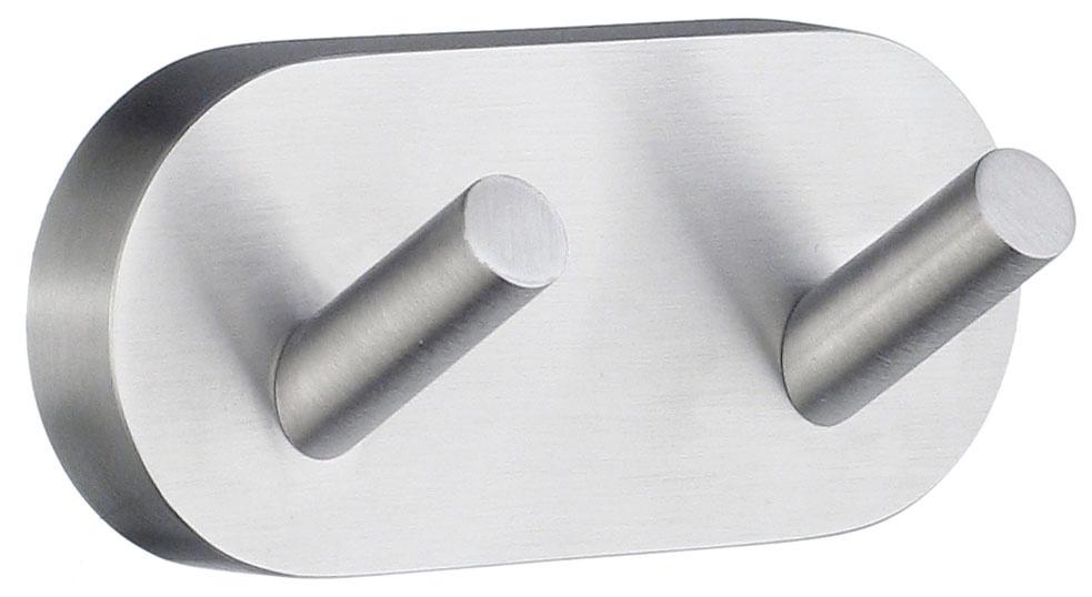 Smedbo Home Double Towel Hook in Brushed Chrome
