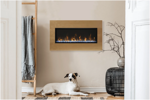 Amantii BI-40-XTRASLIM Panorama Xtraslim Full View Smart Electric  - 40" Indoor /Outdoor WiFi Enabled  Fireplace, featuring a MultiFunction Remote, Multi Speed Flame Motor, Glass Media & a Black Trim