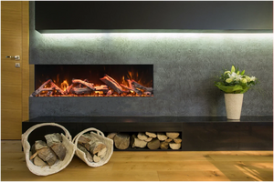 Amantii TRV-85-BESPOKE Tru View Bespoke - 85" Indoor / Outdoor 3 Sided Electric Fireplace Featuring a 20" Height, WiFi Compatibility, Bluetooth Connectivity, Multi Function Remote, and a Selection of Media Options