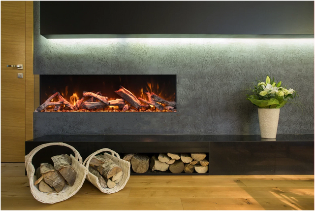 Amantii TRV-65-BESPOKE Tru View Bespoke - 65" Indoor / Outdoor 3 Sided Electric Fireplace Featuring a 20" Height, WiFi Compatibility, Bluetooth Connectivity, Multi Function Remote, and a Selection of Media Options