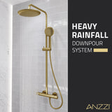 ANZZI SH-AZ101BG Heavy Rainfall Stainless Steel Shower Bar with Hand Sprayer in Brushed Gold