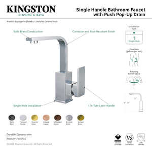 Fauceture LS8463CL Claremont Single-Handle Bathroom Faucet with Push Pop-Up, Brushed Brass