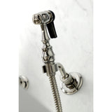 Kingston Brass KS1246AXBS Heritage Wall Mount Bridge Kitchen Faucet with Brass Spray, Polished Nickel