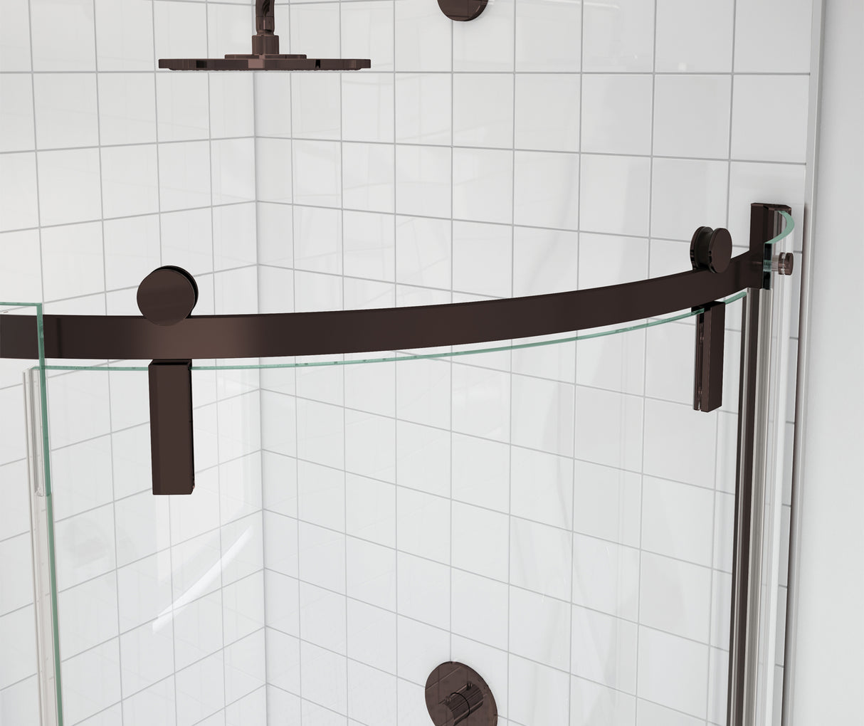 MAAX 139410-900-173-001 Outback Round 36 x 36 x 75 5/8 in. 8mm Sliding Shower Door for Corner Installation with Clear glass in Dark Bronze