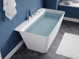 ANZZI FT-AZ114-67 VAULT 67 in. Acrylic Flatbottom Freestanding Bathtub in White with Pre-Drilled Deck Mount