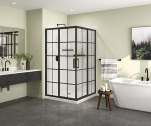 MAAX 137451-977-340-000 Radia Square 42 x 42 x 71 ½ in. 6 mm Sliding Shower Door for Corner Installation with French glass in Matte Black