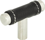 Atlas Homewares Zanzibar Black Leather Knob 1 7/8 Inch Polished Chrome