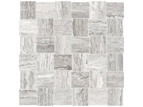 Anatolia Tile 2X2 Basketweave Precept Ice Matte Porcelain Mosaics. 1 Sheet = 1.17 Sq. Ft. 4501-0201-0 (63-519) Ice 2x2 - premium natural stone mosaic tile from Anatolia Tile, available at PoshHaus showroom in Keene, NH