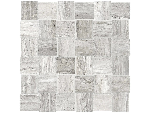 Anatolia Tile 2X2 Basketweave Precept Ice Matte Porcelain Mosaics. 1 Sheet = 1.17 Sq. Ft. 4501-0201-0 (63-519) Ice 2x2 - premium natural stone mosaic tile from Anatolia Tile, available at PoshHaus showroom in Keene, NH