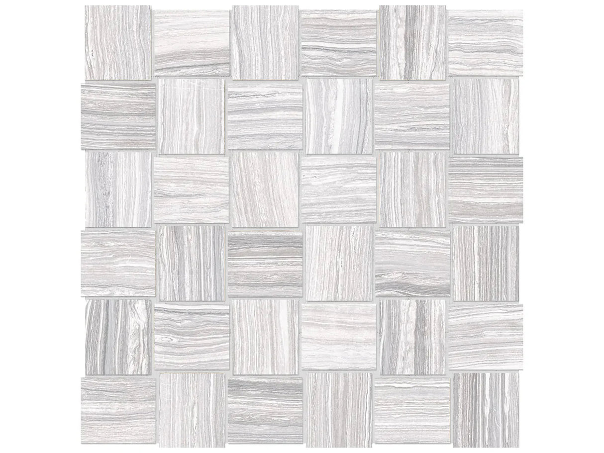 Anatolia Tile 2X2 Basketweave Eramosa Ice Matte Porcelain Mosaics. 1 Sheet = .96 Sq. Ft. 4501-0084-0 (69-231) Ice Basketweave 2x2 - premium natural stone mosaic tile from Anatolia Tile, available at PoshHaus showroom in Keene, NH
