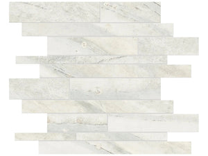 Anatolia Tile Evolution Ice Random Strip Matte Porcelain Mosaics. 1 Sheet = .96 Sq. Ft. 4501-0099-0 (69-200) Ice Random Strip - premium natural stone mosaic tile from Anatolia Tile, available at PoshHaus showroom in Keene, NH