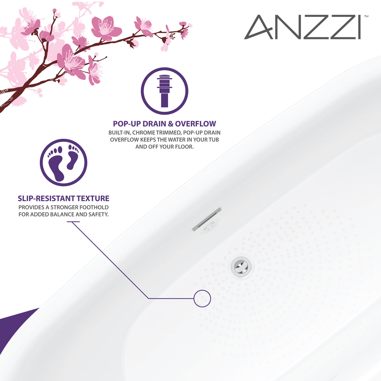 ANZZI FT-AZ401 Ami 67 in. Acrylic Flatbottom Freestanding Bathtub in White