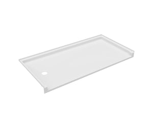Swanstone SBF-3060LM/RM 30 x 60 Swanstone Alcove Shower Pan with Left Hand Drain in White SB03060LM.010