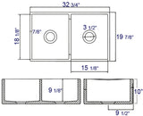 ALFI brand AB538-B Biscuit 32" Smooth Apron Double Bowl Fireclay Farmhouse Kitchen Sink