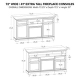 Howard Miller 72" Wide / 41" Extra Tall Fireplace Console FT72F