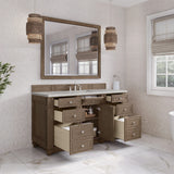 Bristol 60" Single Vanity, Whitewashed Walnut w/ 3 CM Eternal Jasmine Pearl Silestone Top