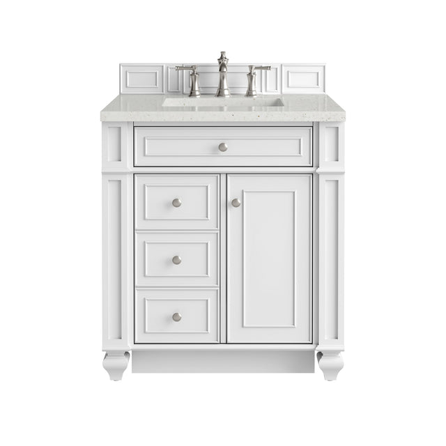 Bristol 30" Single Vanity, Bright White w/ 3 CM Lime Delight Silestone Top
