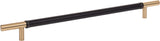 Atlas Homewares Zanzibar Black Leather Pull 11 5/16 Inch (c-c) Warm Brass