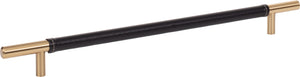 Atlas Homewares Zanzibar Black Leather Pull 11 5/16 Inch (c-c) Warm Brass