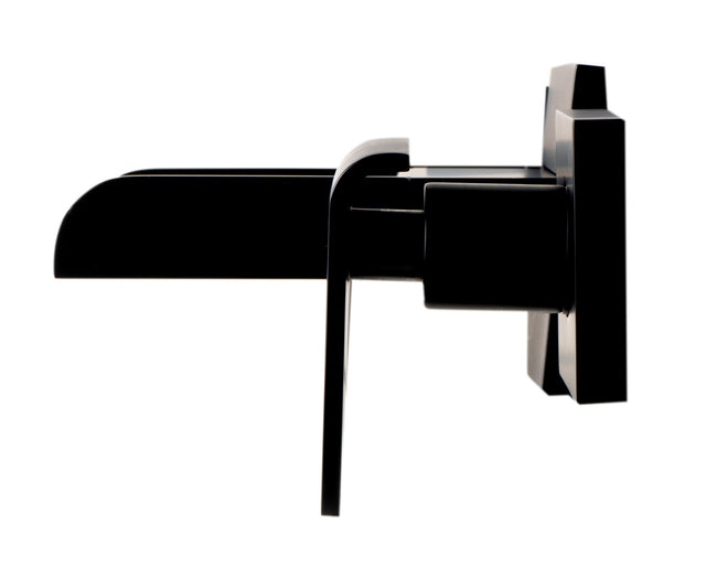 Black Matte Widespread Wall Mounted Modern Waterfall Bathroom Faucet