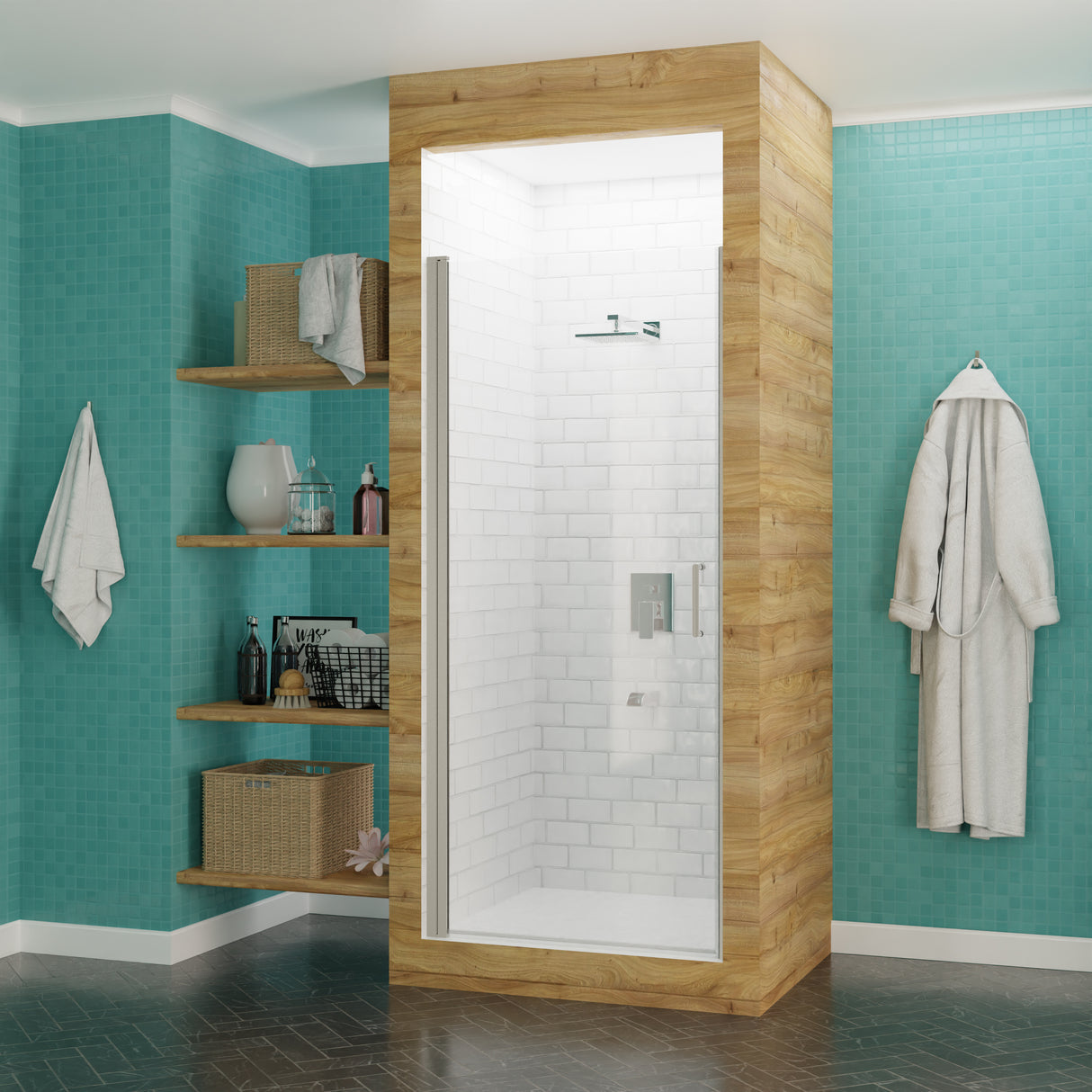 ANZZI SD-AZ051-01BN Lancer 23 in. x 72 in. Semi-Frameless Shower Door with TSUNAMI GUARD in Brushed Nickel