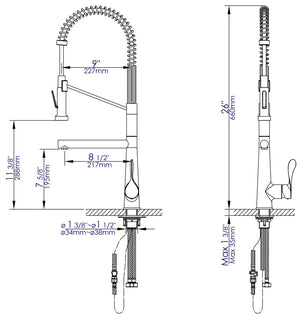 Brushed Nickel Double Spout Commercial Spring Kitchen Faucet