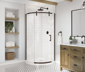 MAAX 139410-900-173-001 Outback Round 36 x 36 x 75 5/8 in. 8mm Sliding Shower Door for Corner Installation with Clear glass in Dark Bronze