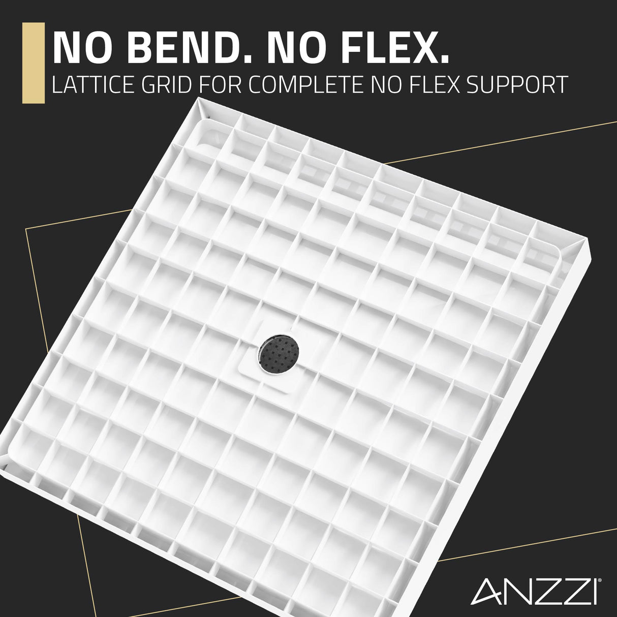 ANZZI SB-AZ102C ALEXANDER 36 in. x 36 in. Center Drain Shower Base in White