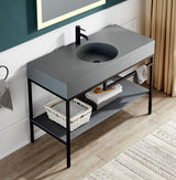 ANZZI CS-FGC002-MB Siena 48 in. Console Sink in Matte Black with Matte Grey Counter Top