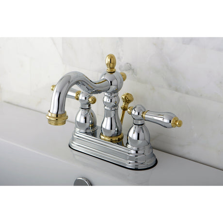 Kingston Brass KB1604AL Heritage 4 in. Centerset Bathroom Faucet, Polished Chrome/Polished Brass
