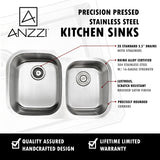 ANZZI KAZ3220-041 MOORE Undermount 32 in. Double Bowl Kitchen Sink with Singer Faucet in Polished Chrome