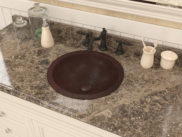 ANZZI BS-005 Antakya 16 in. Drop-in Round Bathroom Sink in Hammered Antique Copper