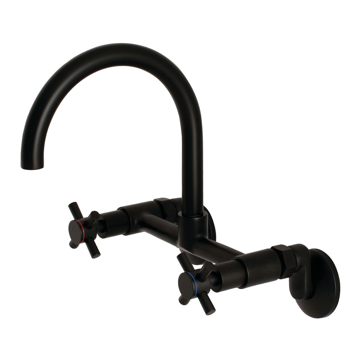 Kingston Brass Concord 8-Inch Adjustable Center Wall Mount Kitchen Faucet, Matte Black
