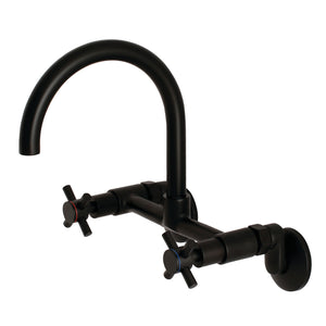Kingston Brass Concord 8-Inch Adjustable Center Wall Mount Kitchen Faucet, Matte Black