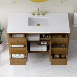 Hudson 48" Single Vanity, Honey Oak w/ 3 CM White Zeus Silestone Top