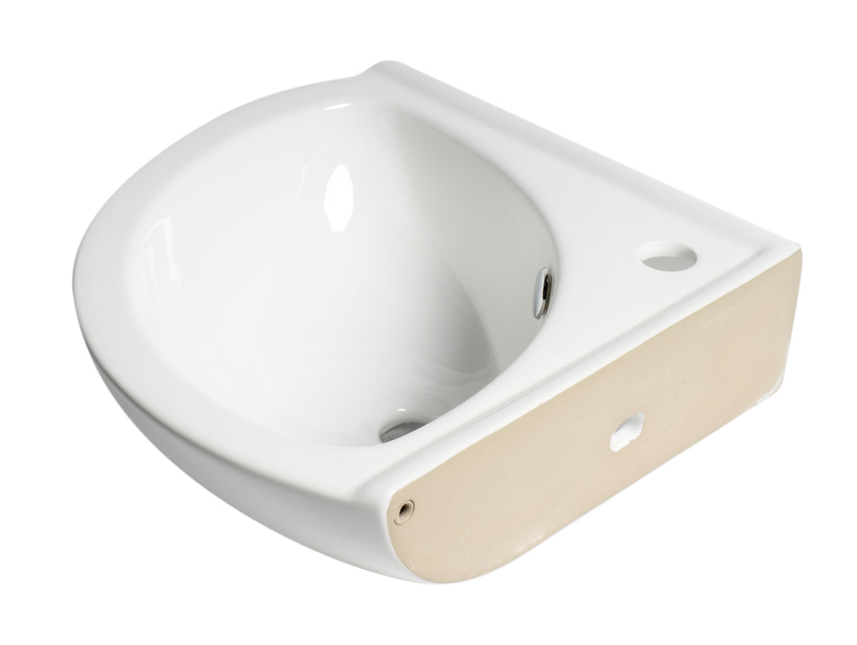 ALFI brand ABC120 White 22" Corner Wall Mounted Ceramic Sink with Faucet Hole