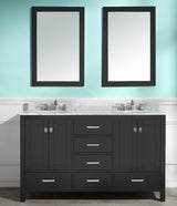 ANZZI VT-MRCT0060-BK Chateau 60 in. W x 22 in. D Bathroom Vanity Set in Black with Carrara Marble Top with White Sink