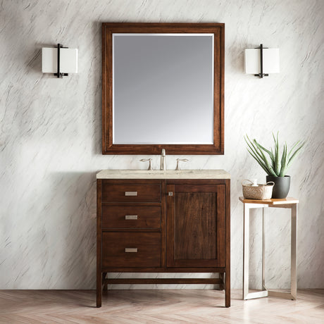 Addison 36" Single Vanity, Mid-Century Acacia, w/ 3 CM Tajnar Eclos Top