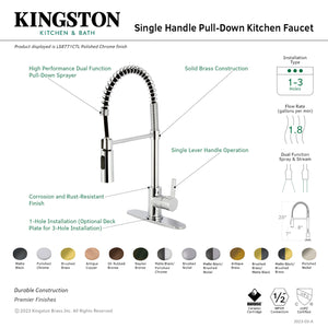 Gourmetier LS8773CTL Continental Single-Handle Pre-Rinse Kitchen Faucet, Brushed Brass