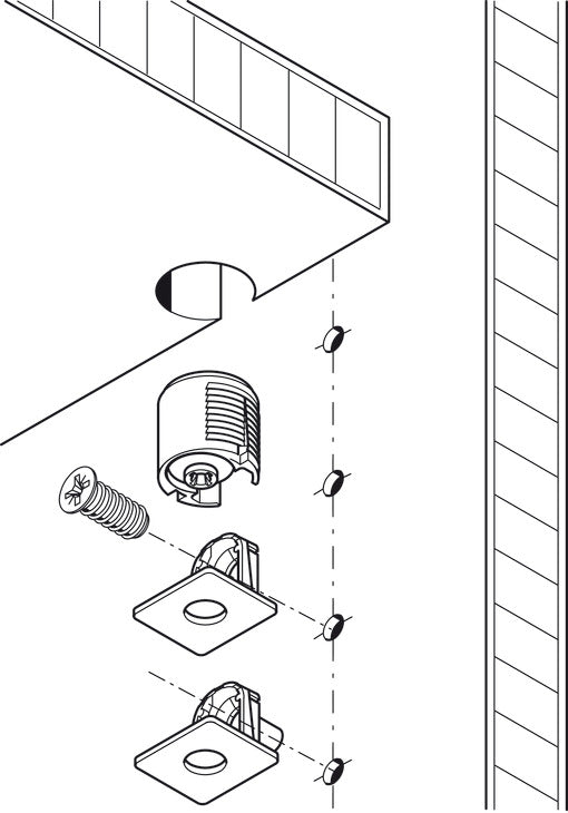 Häfele 263.64.554 Tab V Boss Insert, Plastic, With tightening element, For wood thickness: From 19 mm